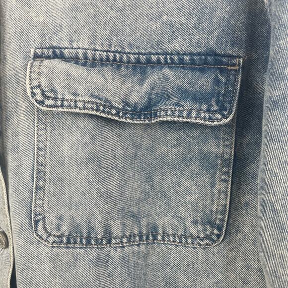 Vintage 90s Mens Jacket Sz S Oversized Chore Coat Barn Denim Western Shacket - Picture 8 of 9